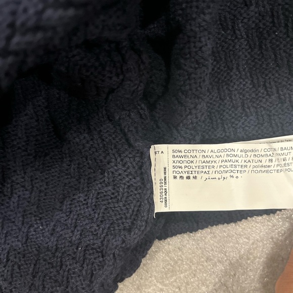 [US:S]Mango Men Cotton Blend Zigzag Cord Jacket Navy Textured Knit Cardigan - Picture 7 of 7